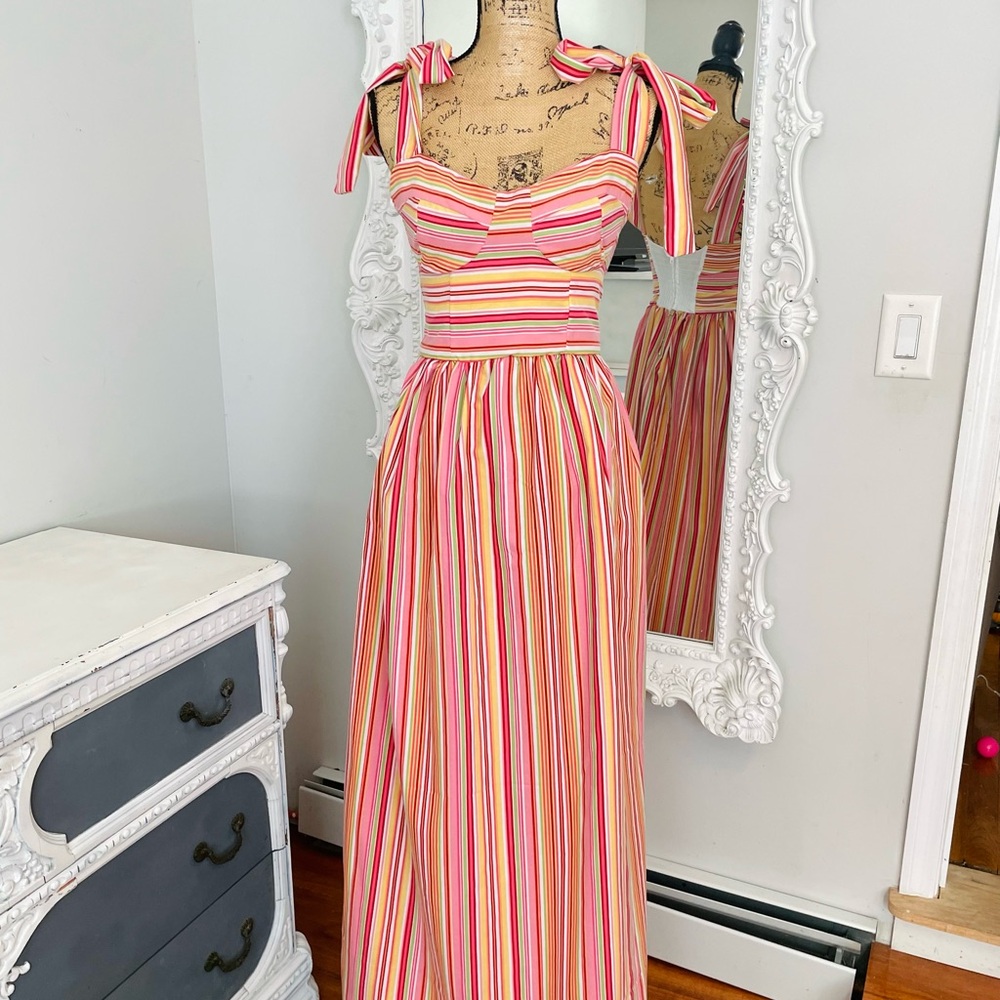New York Couture Pink Bustier Coquette Cottagecore Maxi Garden Dress